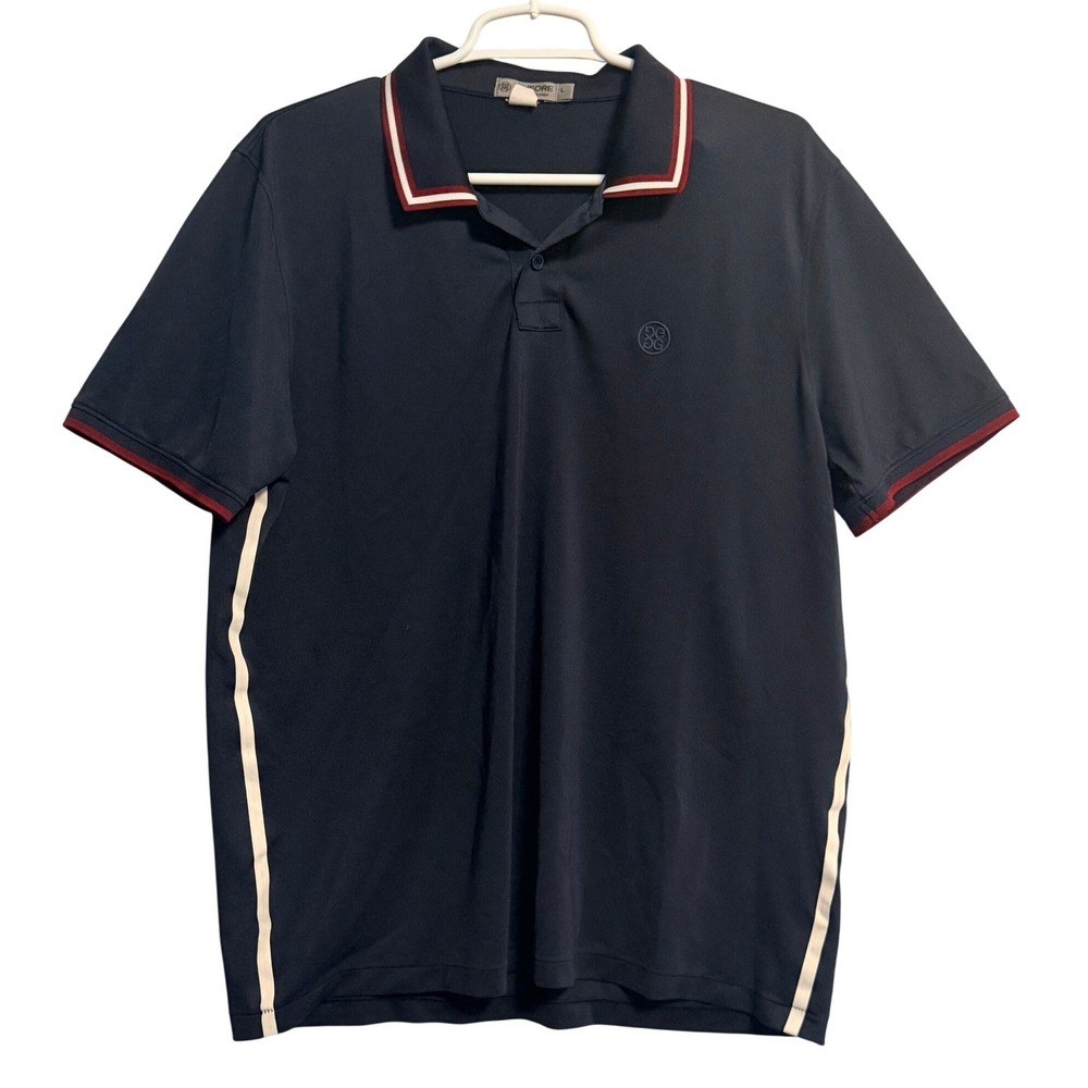 G/FORE Mens Navy Blue Tipped Collar Lake Nona Golf Polo Shirt MF19K32 Size L